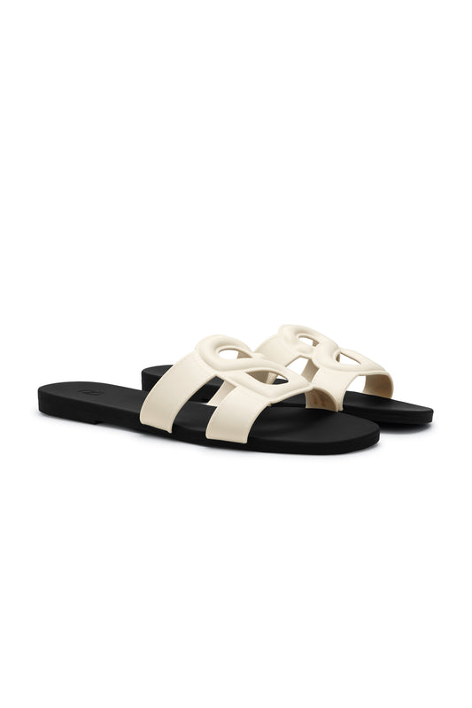 Kefi Slide Sandal - White Black