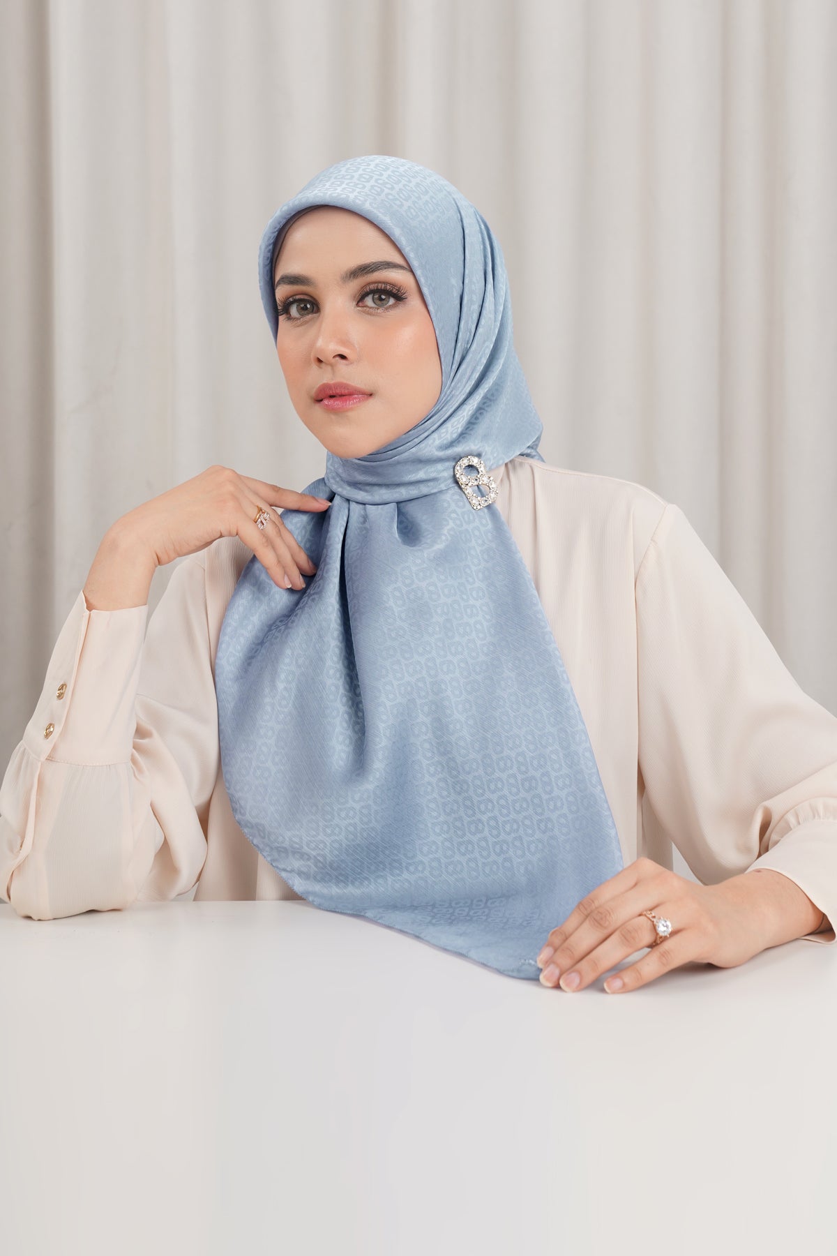 Kelly Jacquard Square - Forever Blue