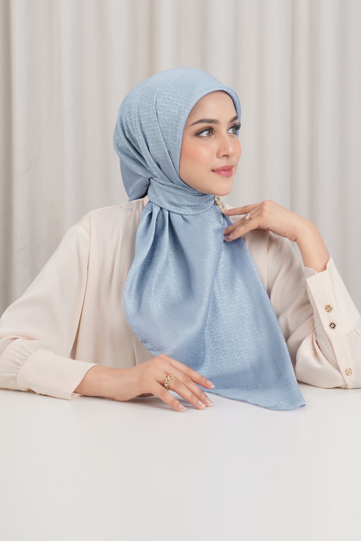 Kelly Jacquard Square - Forever Blue