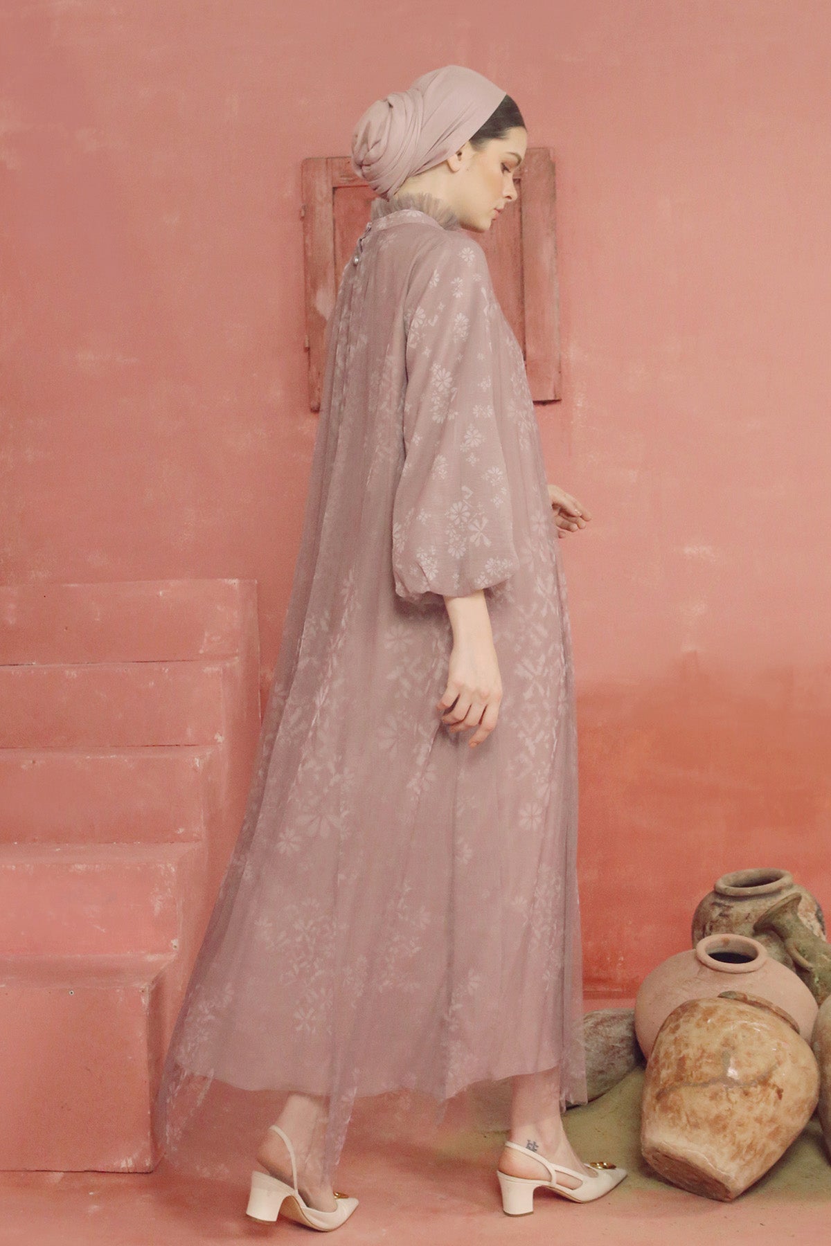 Khanum Tulle Maxi Dress - Dusty Pink