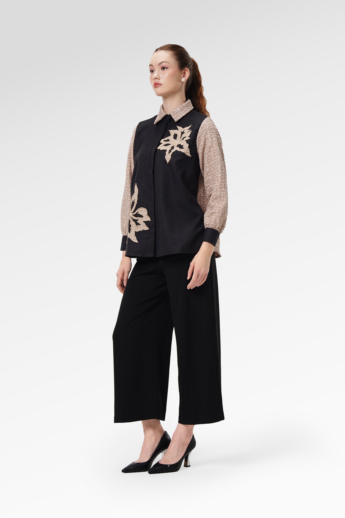 Lana Embroidery Shirt - Blush Black