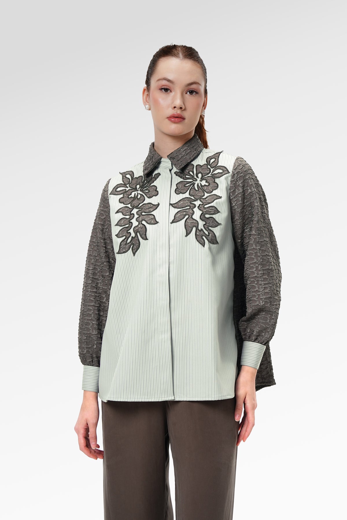 Lana Embroidery Shirt - Mocha Truffle