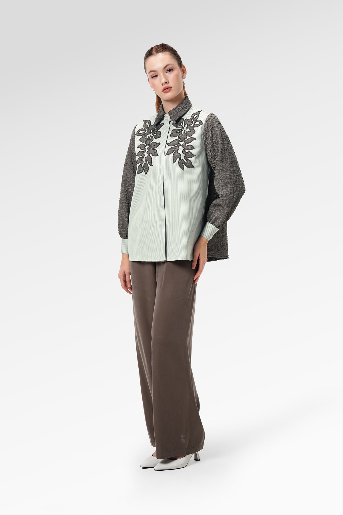 Lana Embroidery Shirt - Mocha Truffle