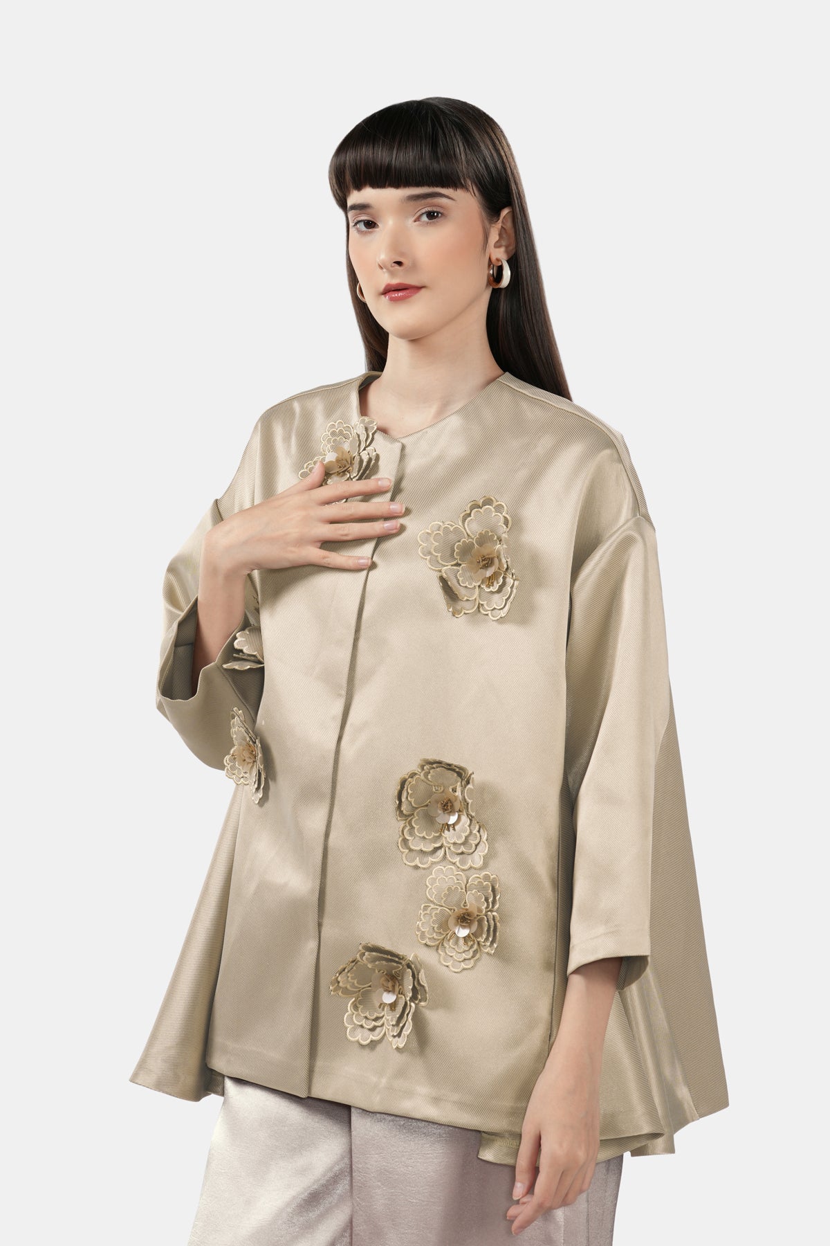 Lareina Embroidery Shirt - Khaki