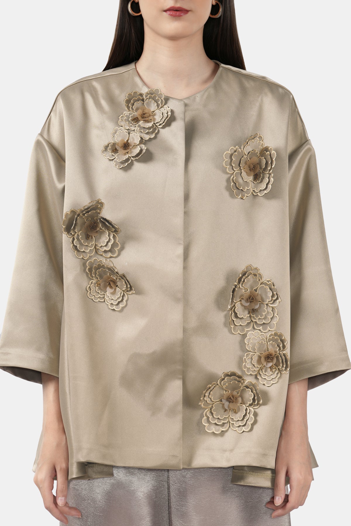 Lareina Embroidery Shirt - Khaki