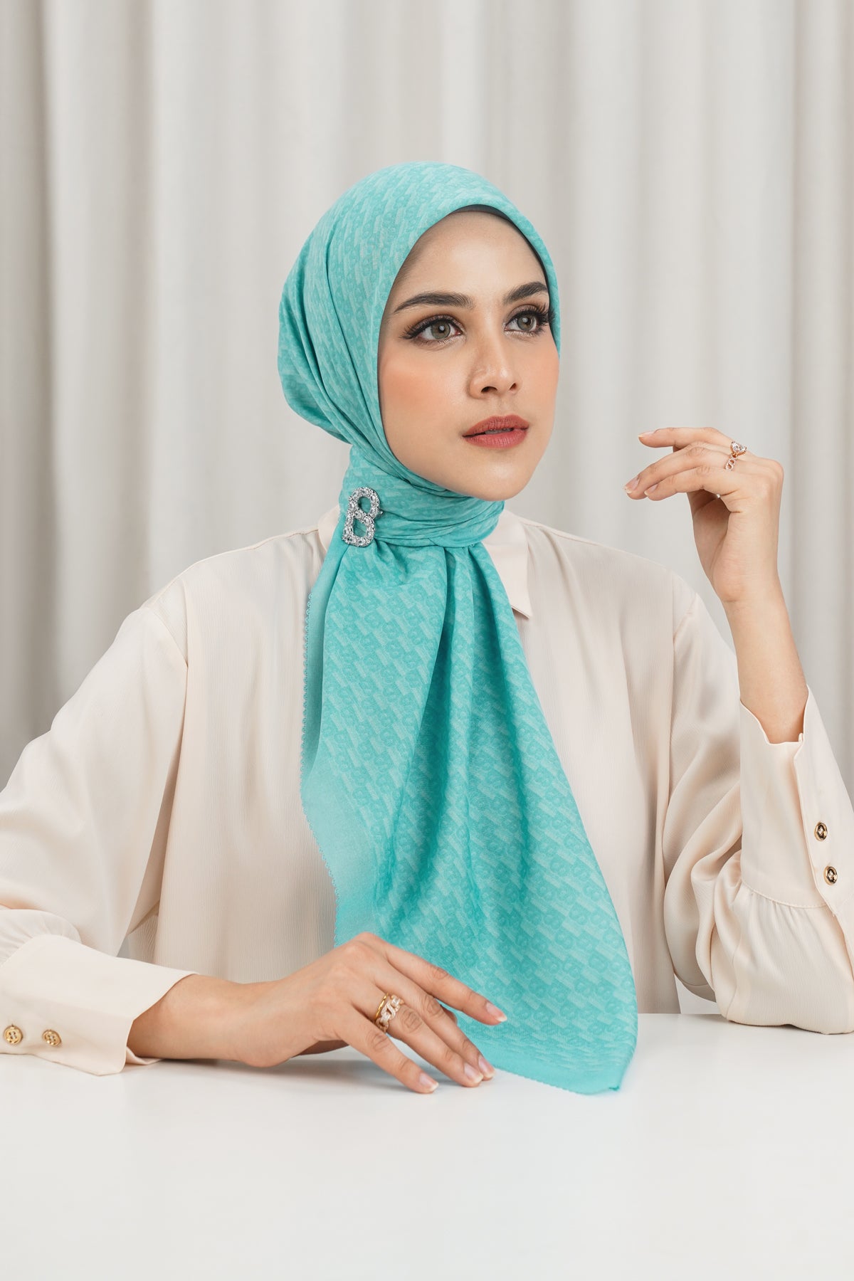 Leena Monogram Square - Marine Blue