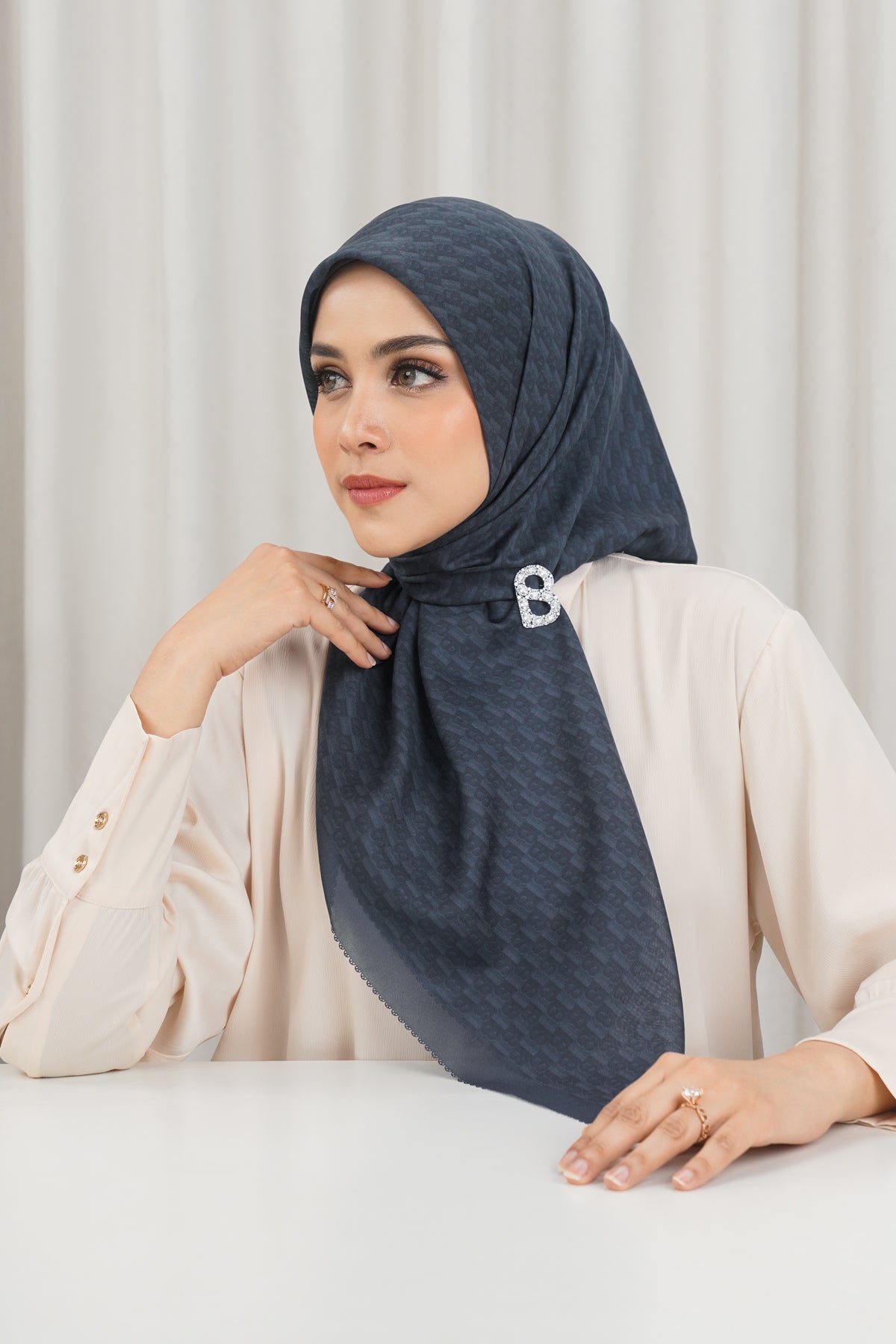 Leena Monogram Square - Navy Blazer