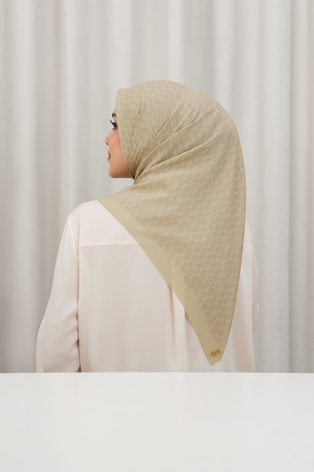 Leena Monogram Square - Pale Khaki