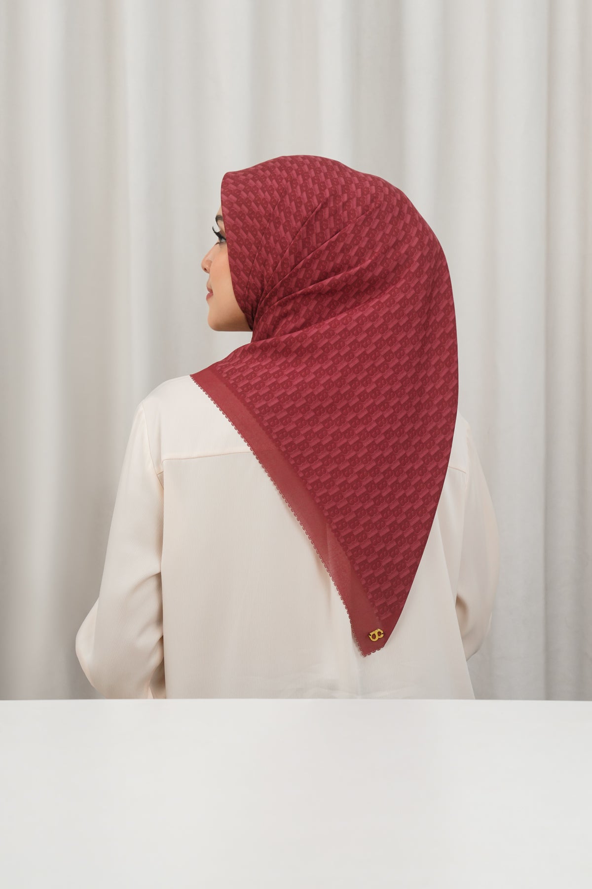 Leena Monogram Square - Red Dahlia