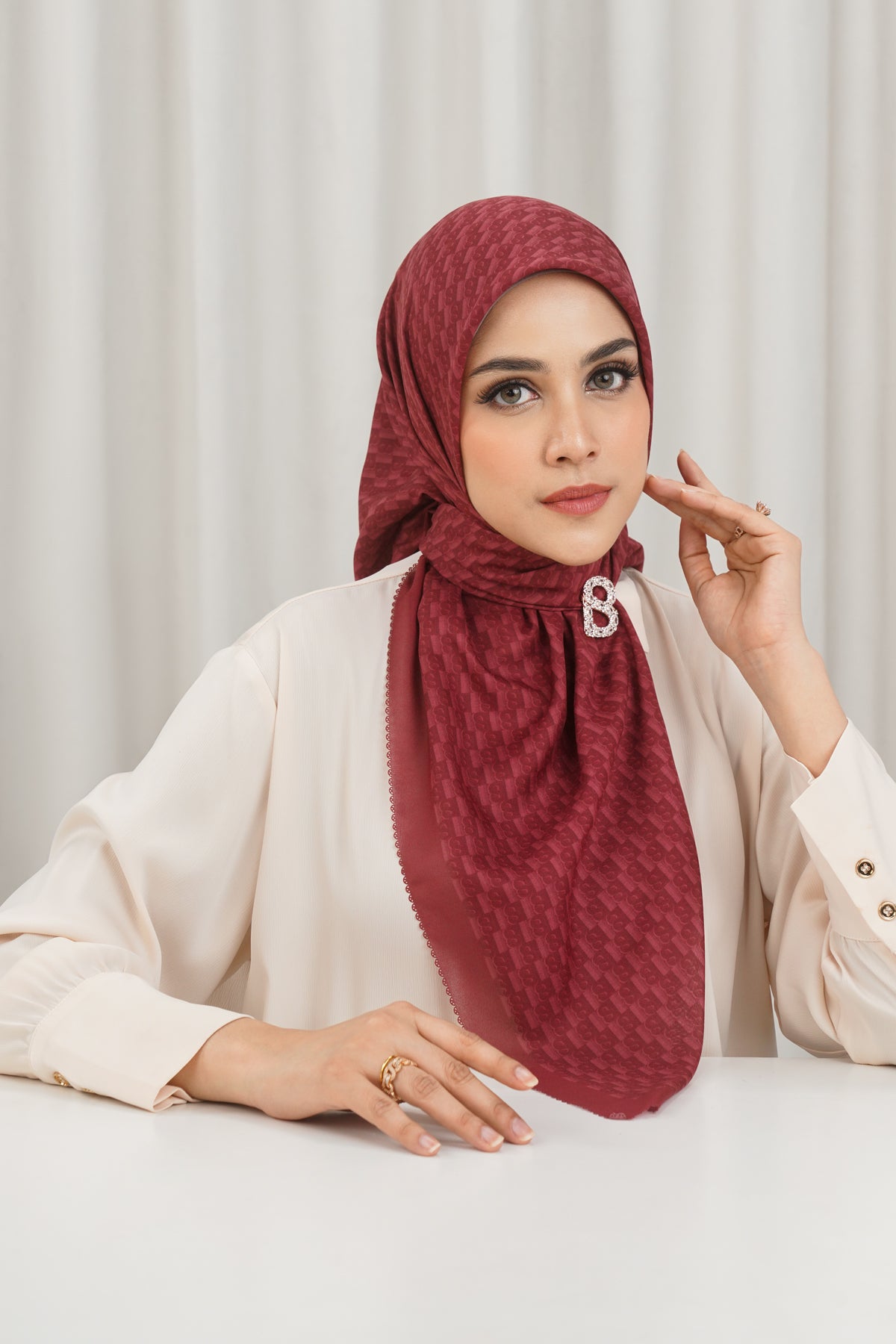 Leena Monogram Square - Red Dahlia