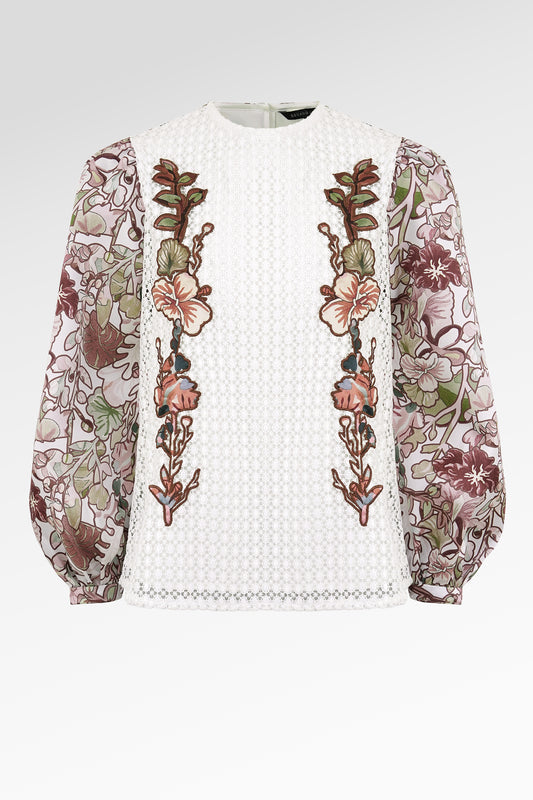 Liora Embroidery Blouse - White