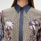 Liora Embroidery Lace Shirt - Navy