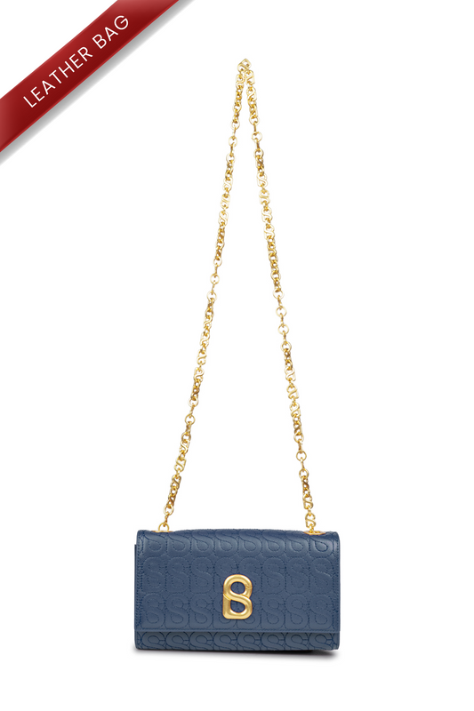 Luna Leather Wallet on Chain - Navy