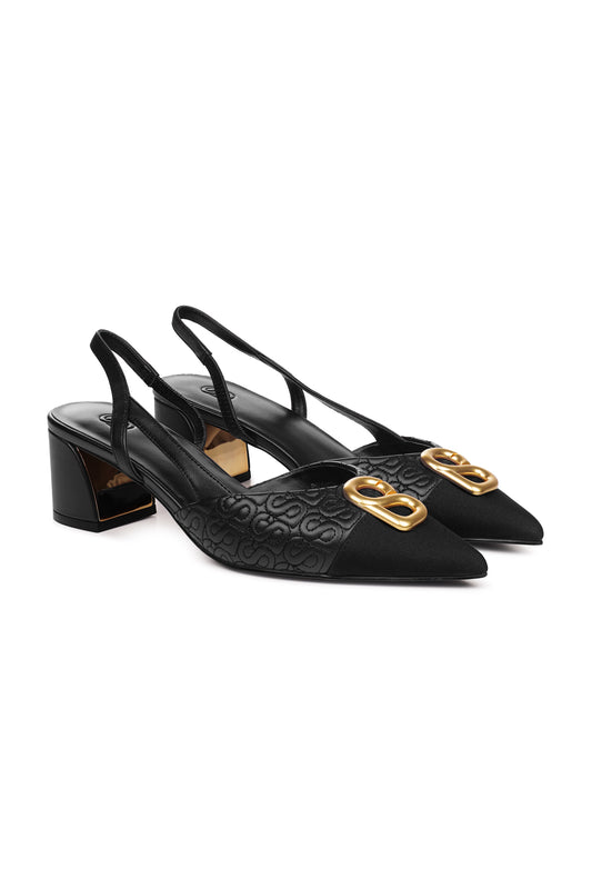 Luna Slingback Heels - Black