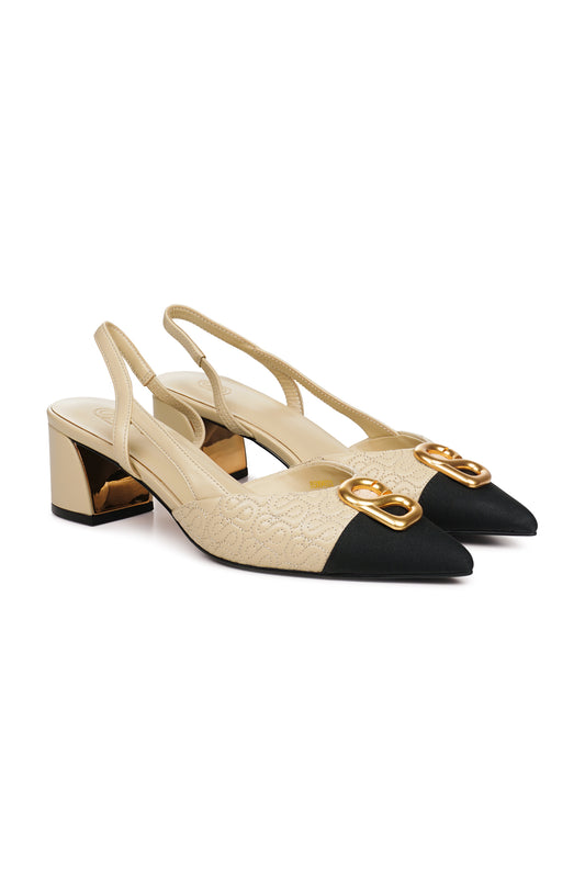 Luna Slingback Heels - Cream