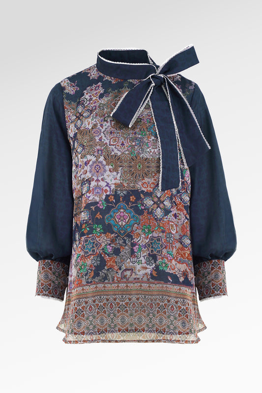 Marchesa Tie Bow Blouse - Majorelle