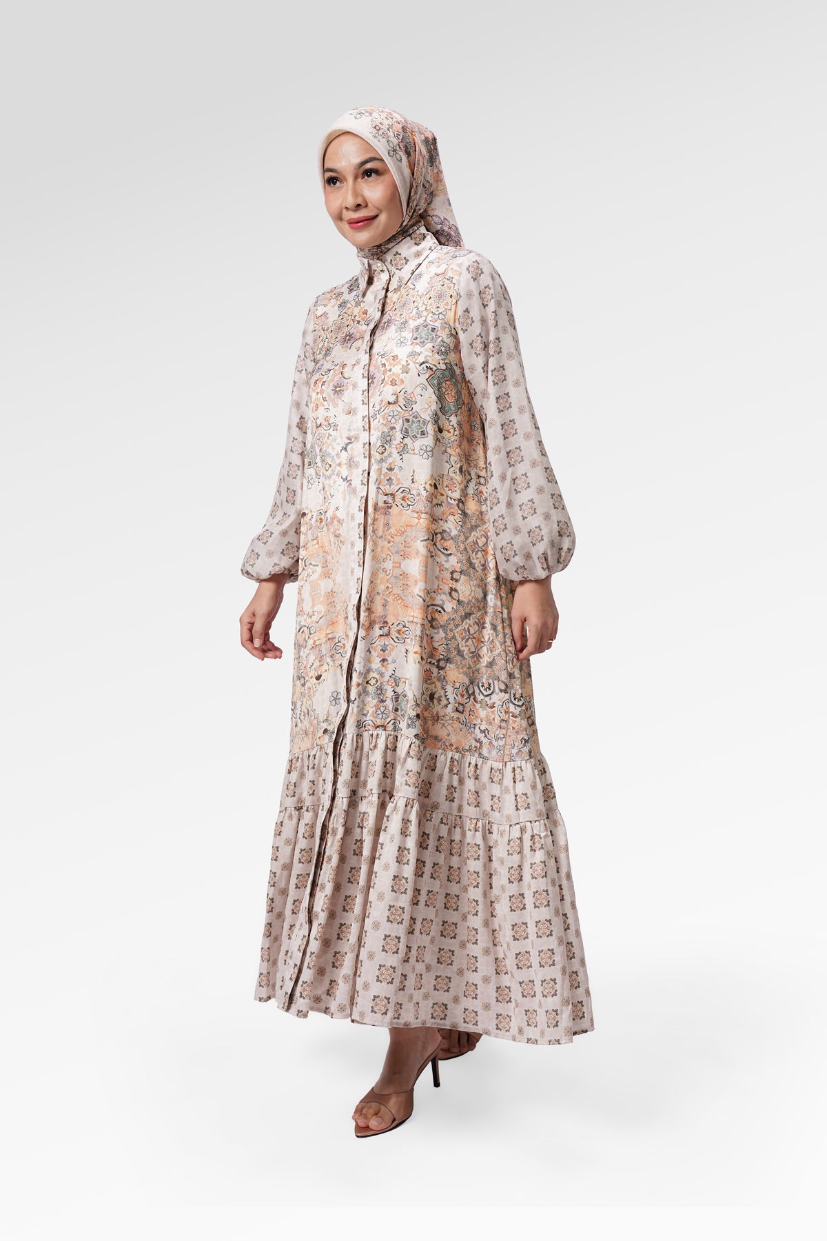 Marchesa Tiered Dress - Amber - S