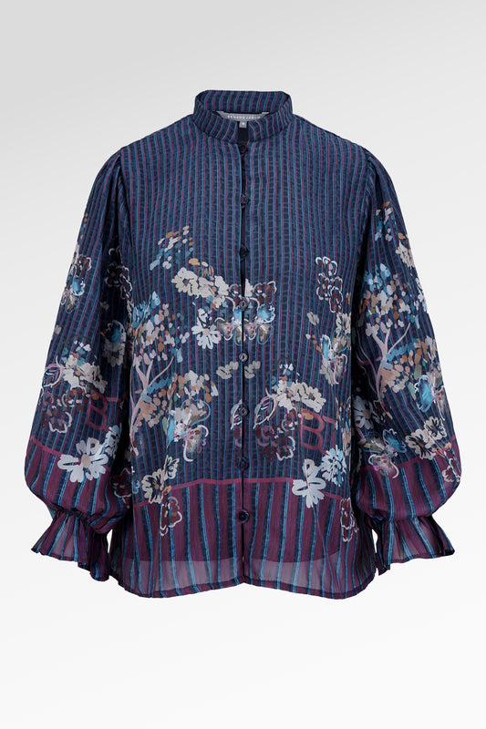 Metanoia Poet Sleeve Shirt - Blue Morpho