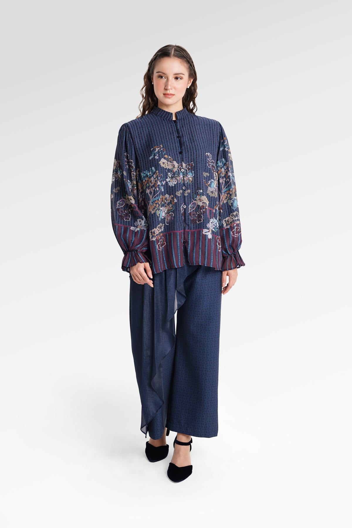 Metanoia Poet Sleeve Shirt - Blue Morpho