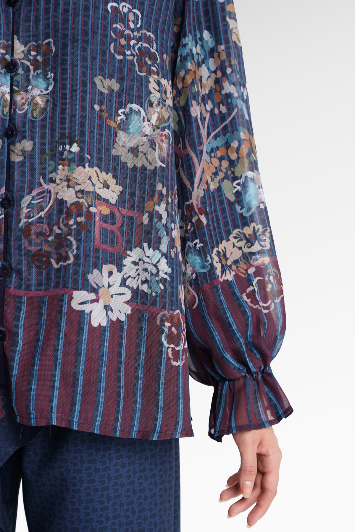 Metanoia Poet Sleeve Shirt - Blue Morpho
