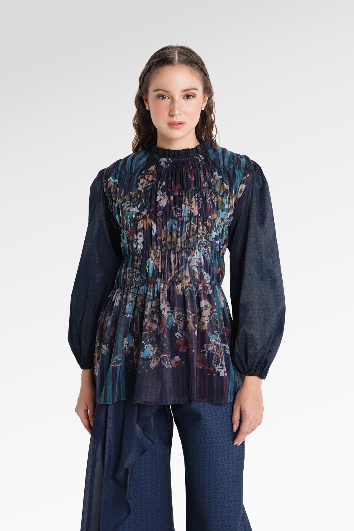 Metanoia Smock Blouse - Blue Morpho