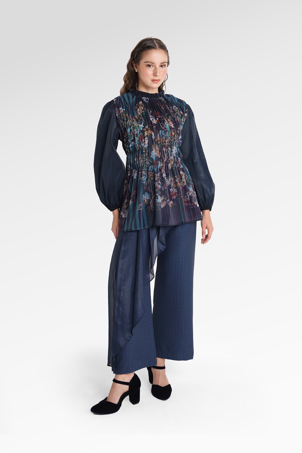 Metanoia Smock Blouse - Blue Morpho