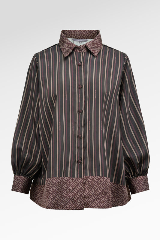 Mono Line Satin Shirt - Black Choco