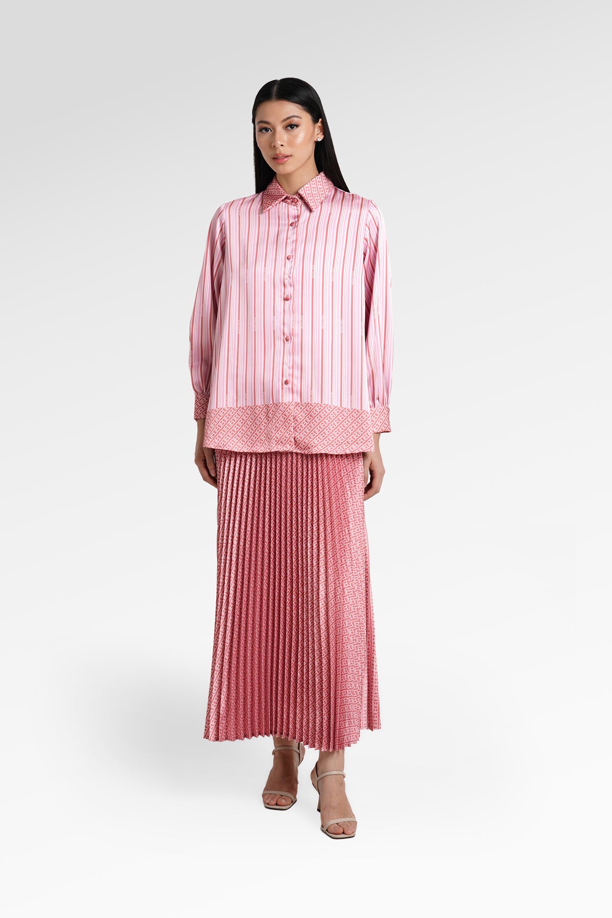 Mono Line Satin Shirt - Sorbet