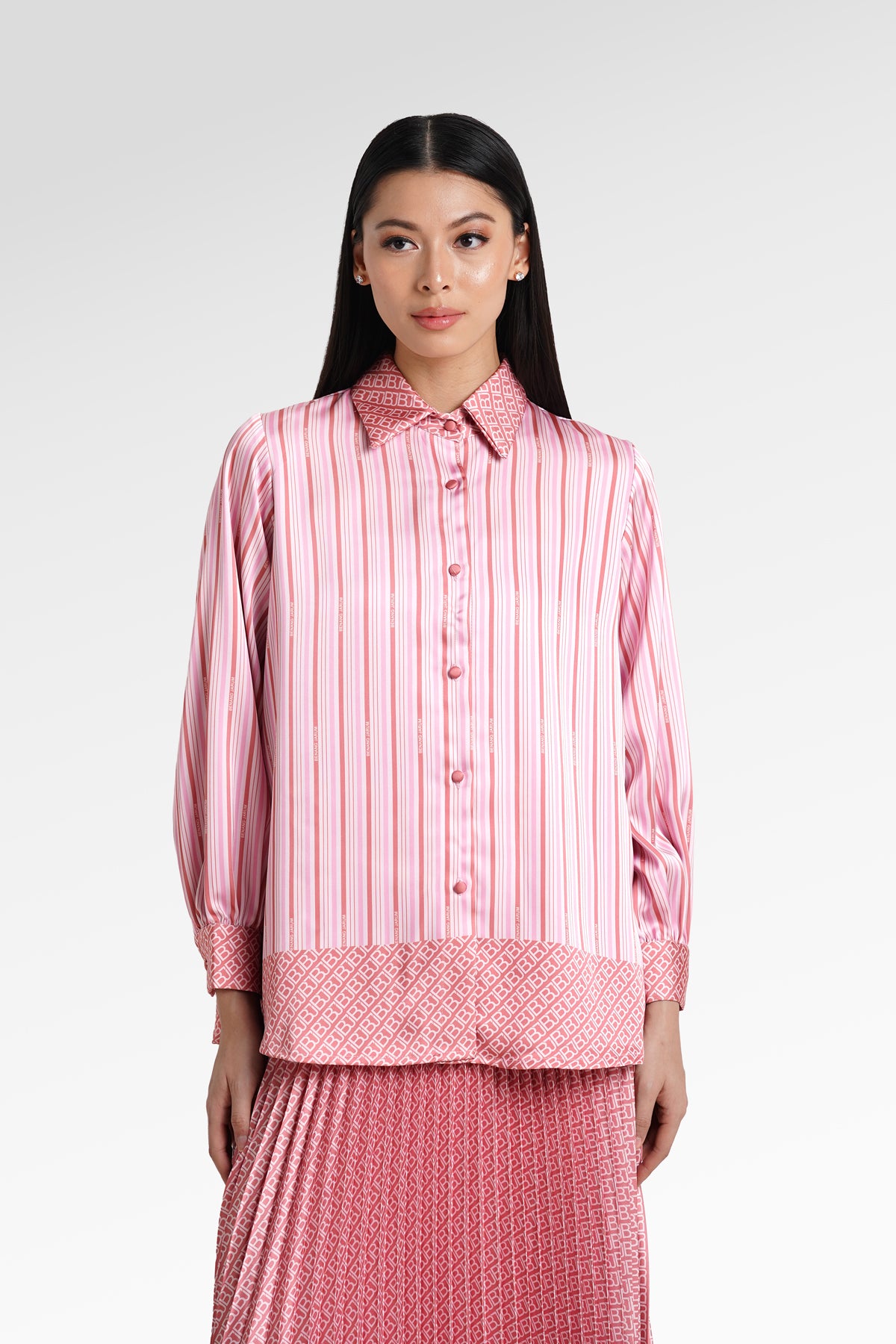 Mono Line Satin Shirt - Sorbet