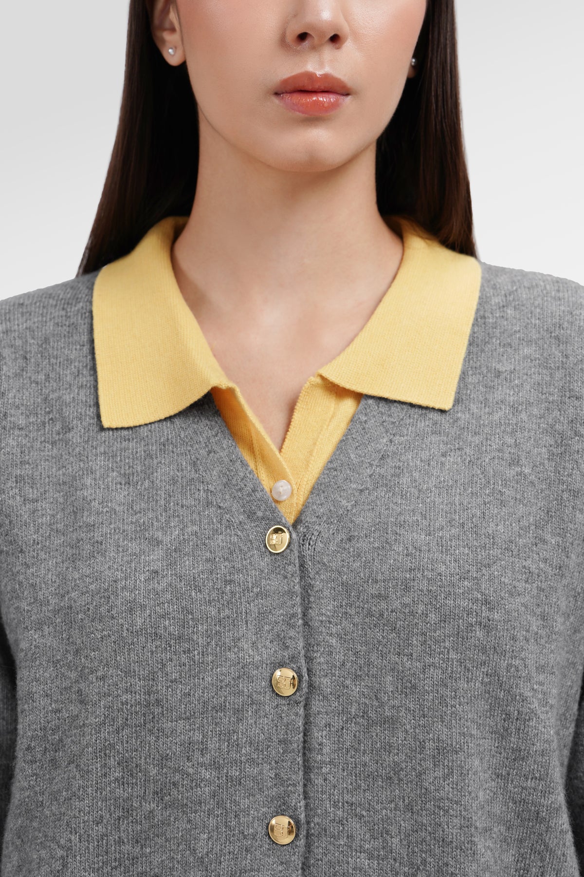 Marie Cardigan - Grey/Yellow
