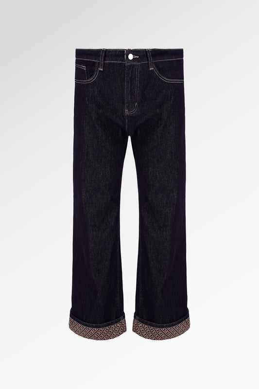 Mono Diagonal Denim Pants - Black Choco