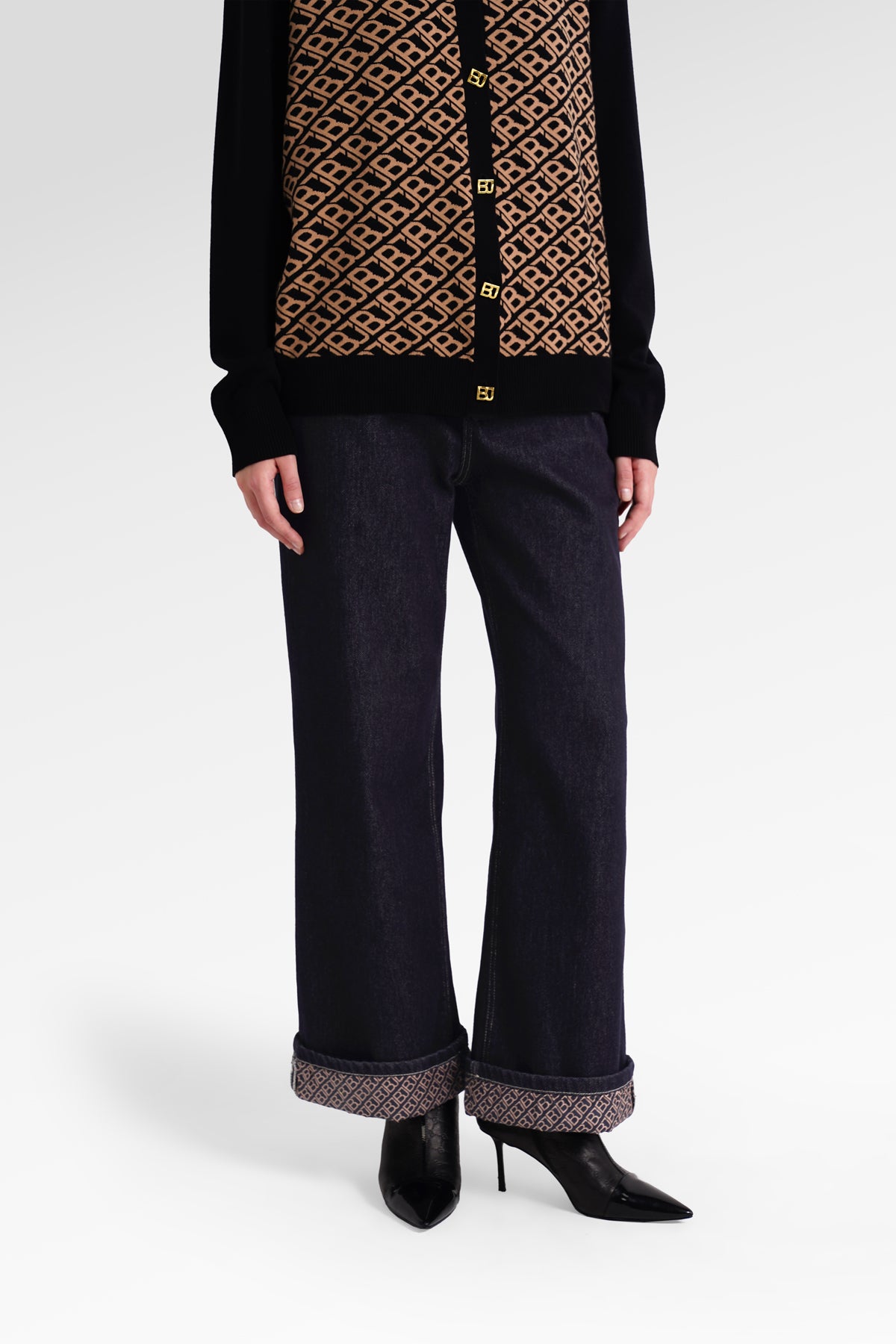 Mono Diagonal Denim Pants - Black Choco