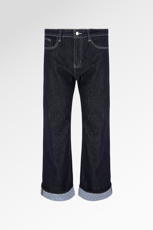 Mono Diagonal Denim Pants - Yuzu