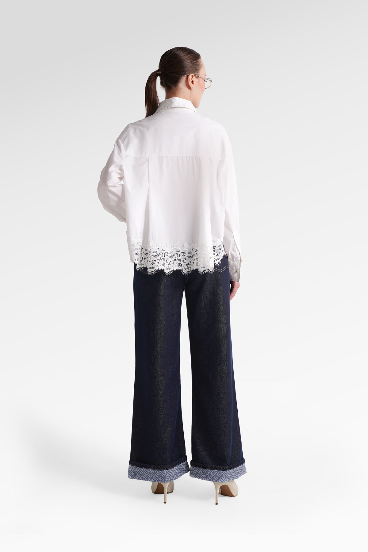 Mono Diagonal Denim Pants - Yuzu