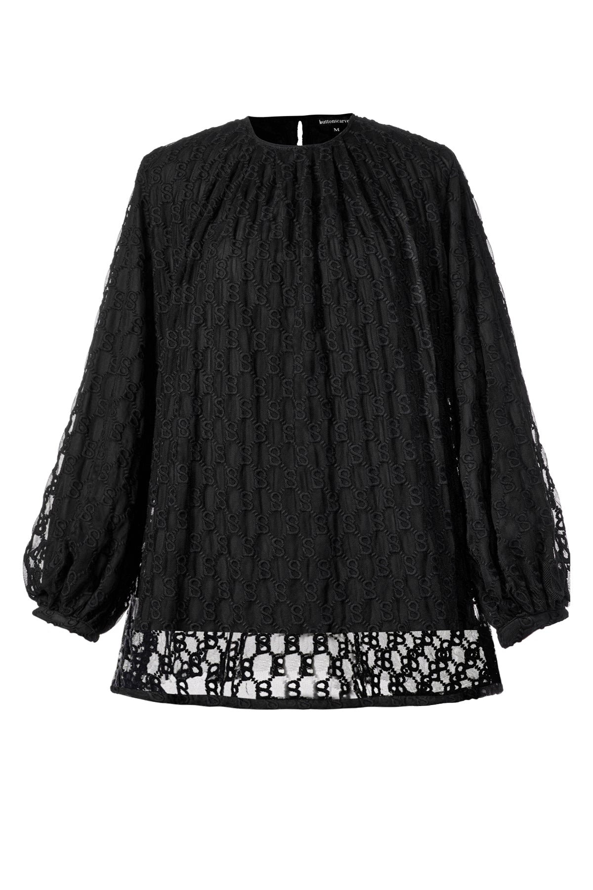 Monogram Embroidery Blouse - Black