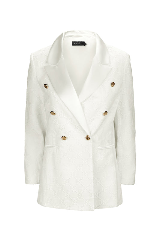 Monogram Lace Blazer - White