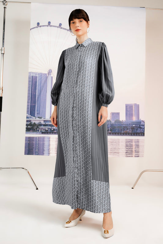 Monogram Maxi Dress - Graphite