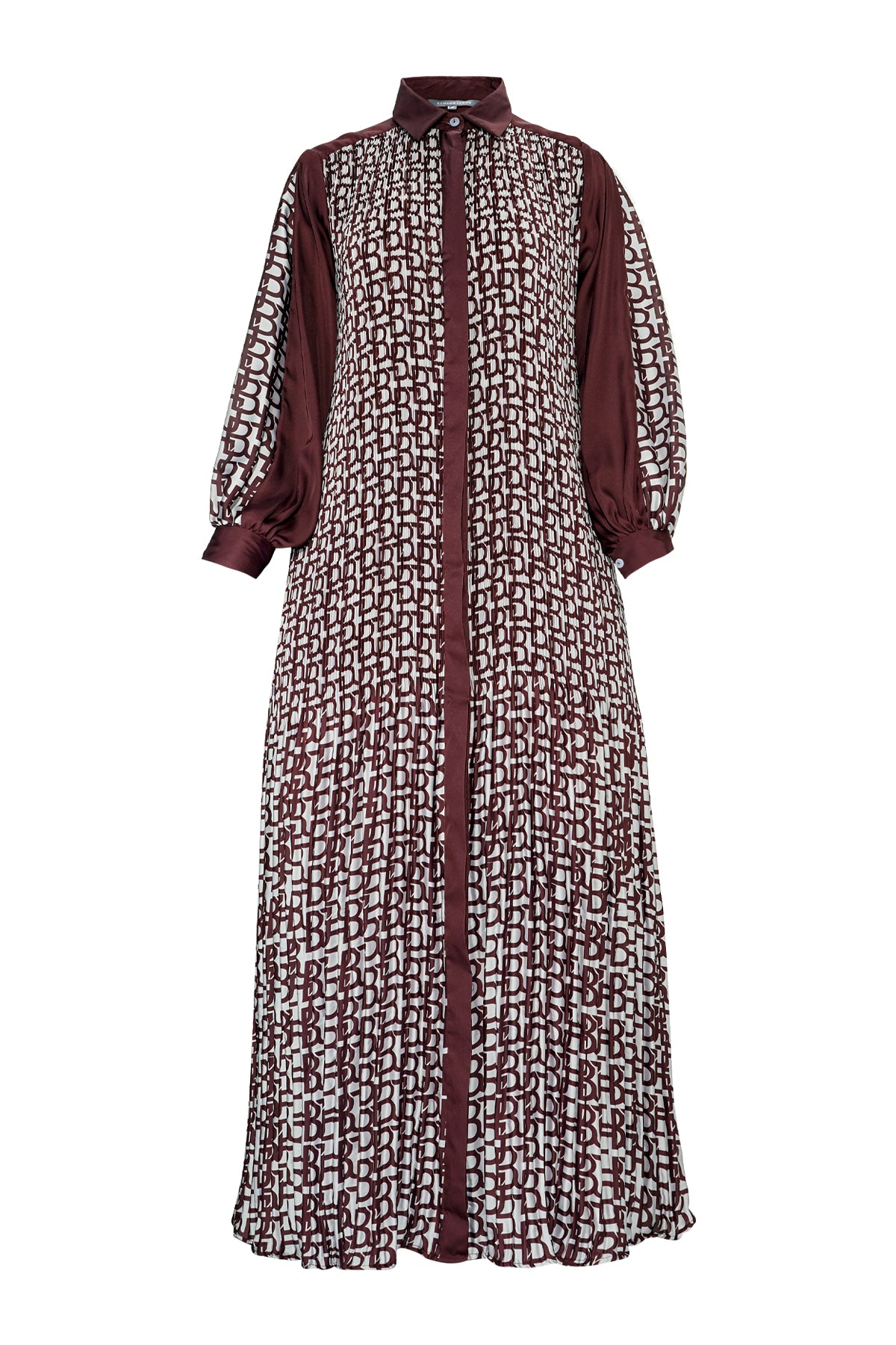 Monogram Pleated Dress - Maroon