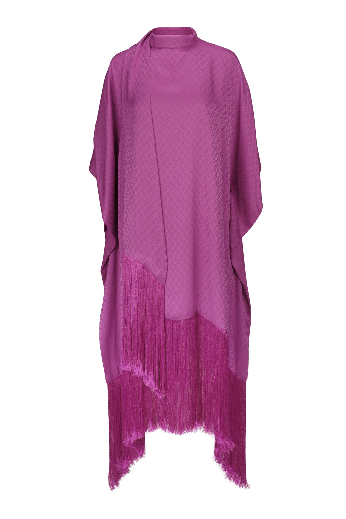 Monogram Satin Fringe Kaftan Dress - Magenta