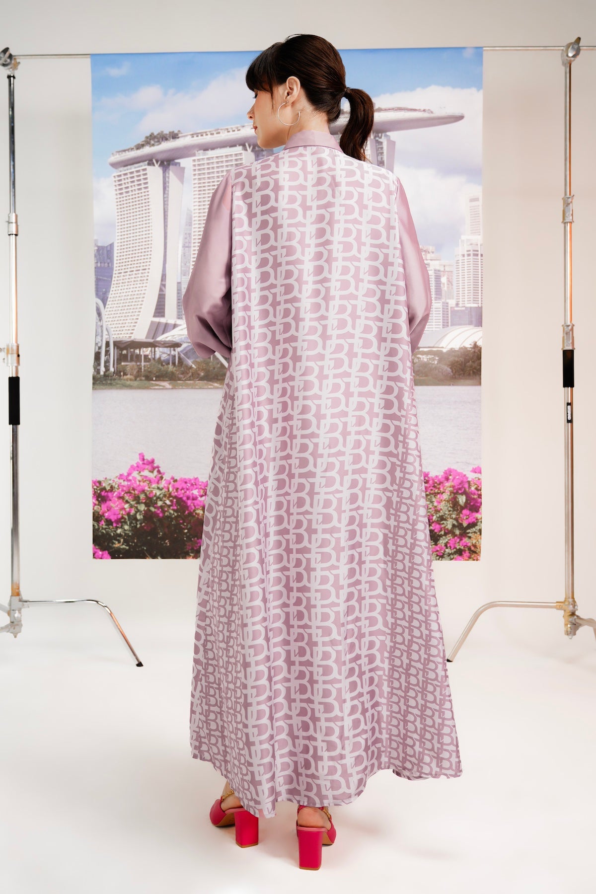 Monogram Smock Dress - Mauve