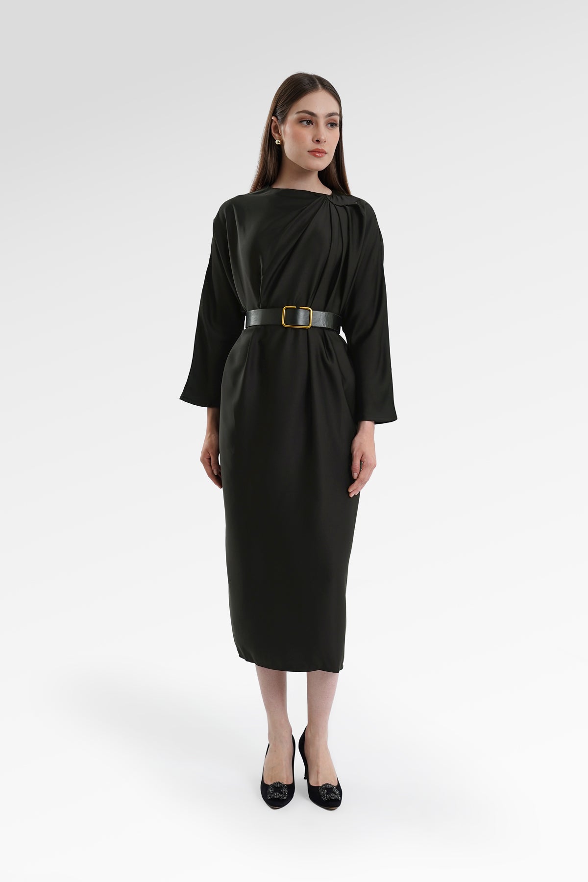 Mya Drapery Dress - Black