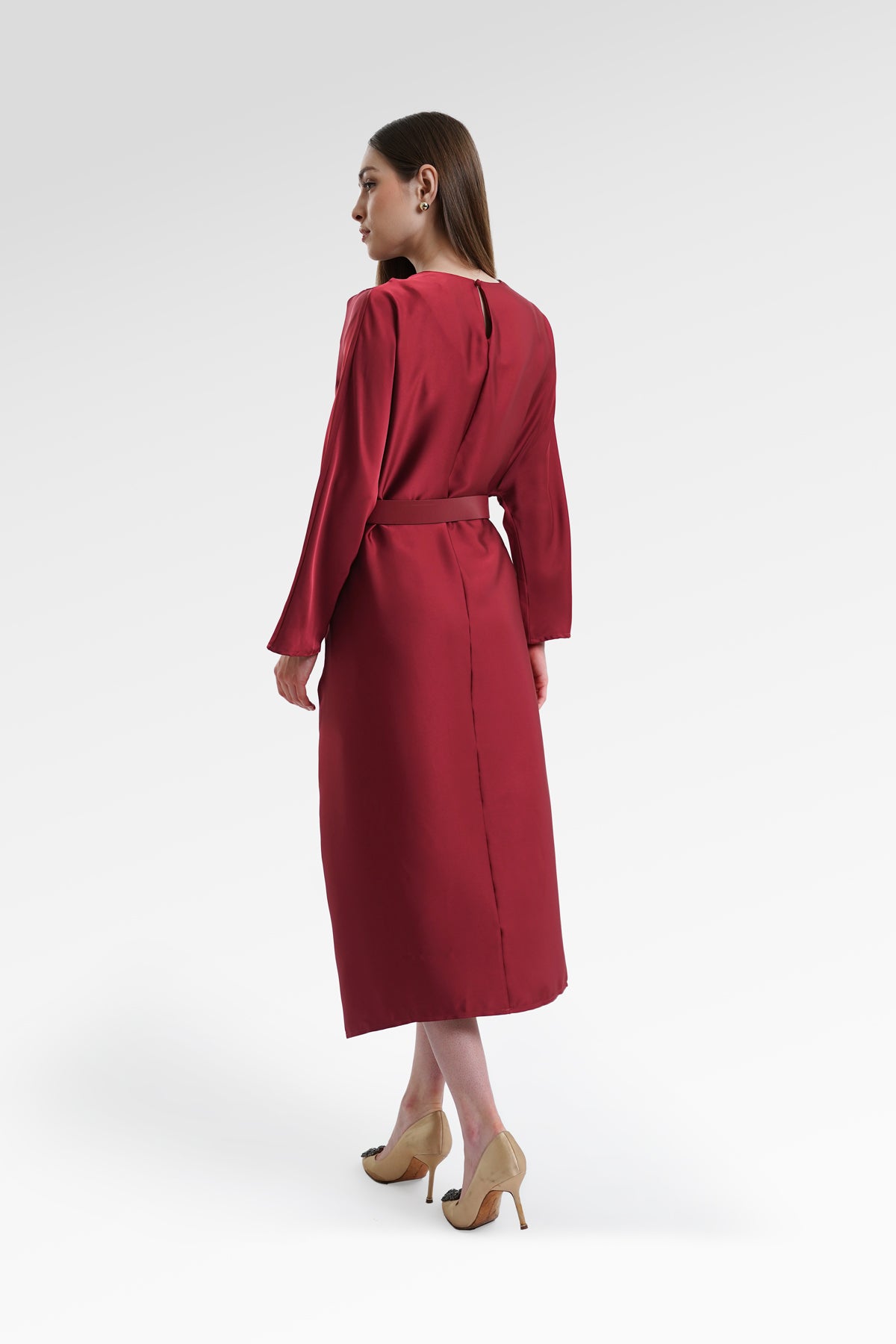Mya Drapery Dress - Maroon
