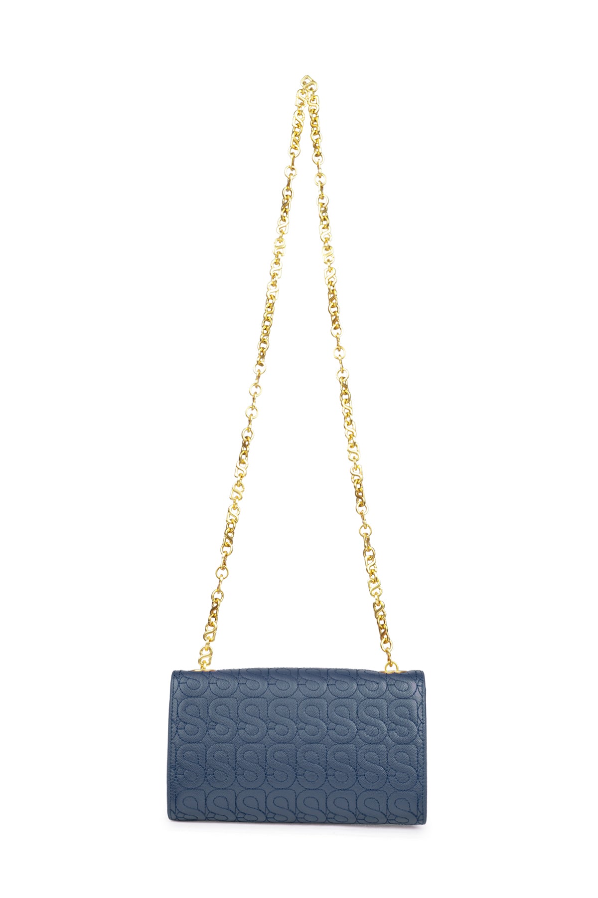 Luna Leather Wallet on Chain - Navy