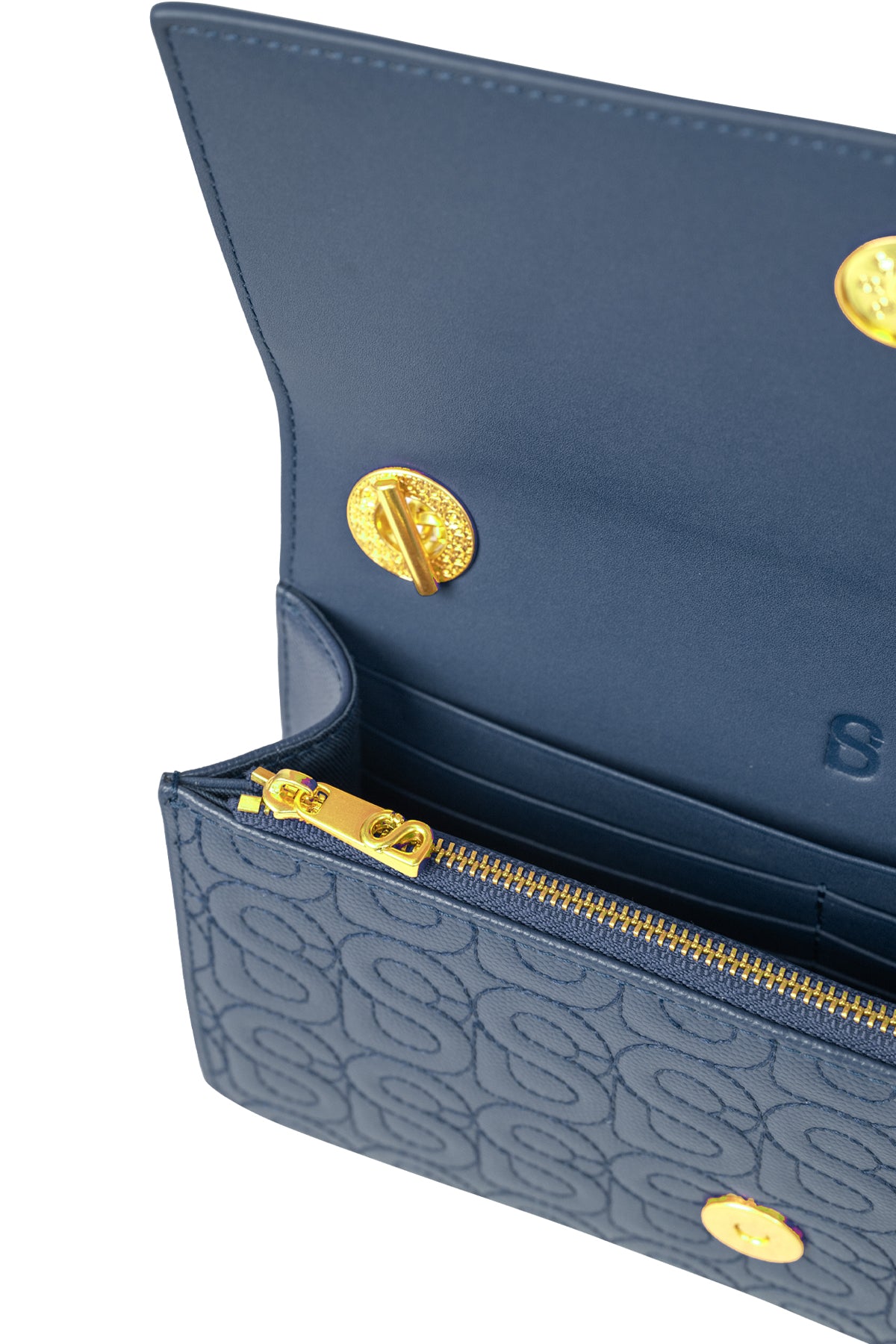 Luna Leather Wallet on Chain - Navy