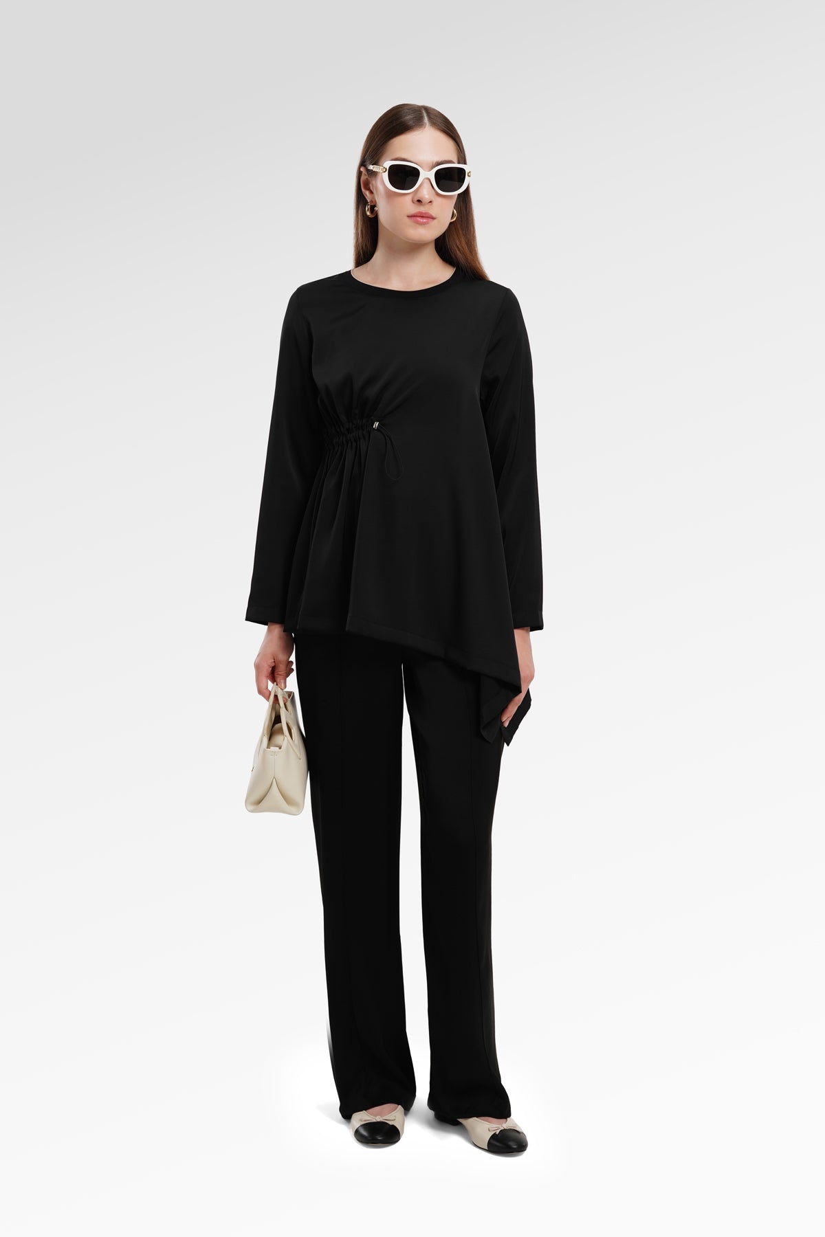 Nirma Asymmetric Blouse - Black