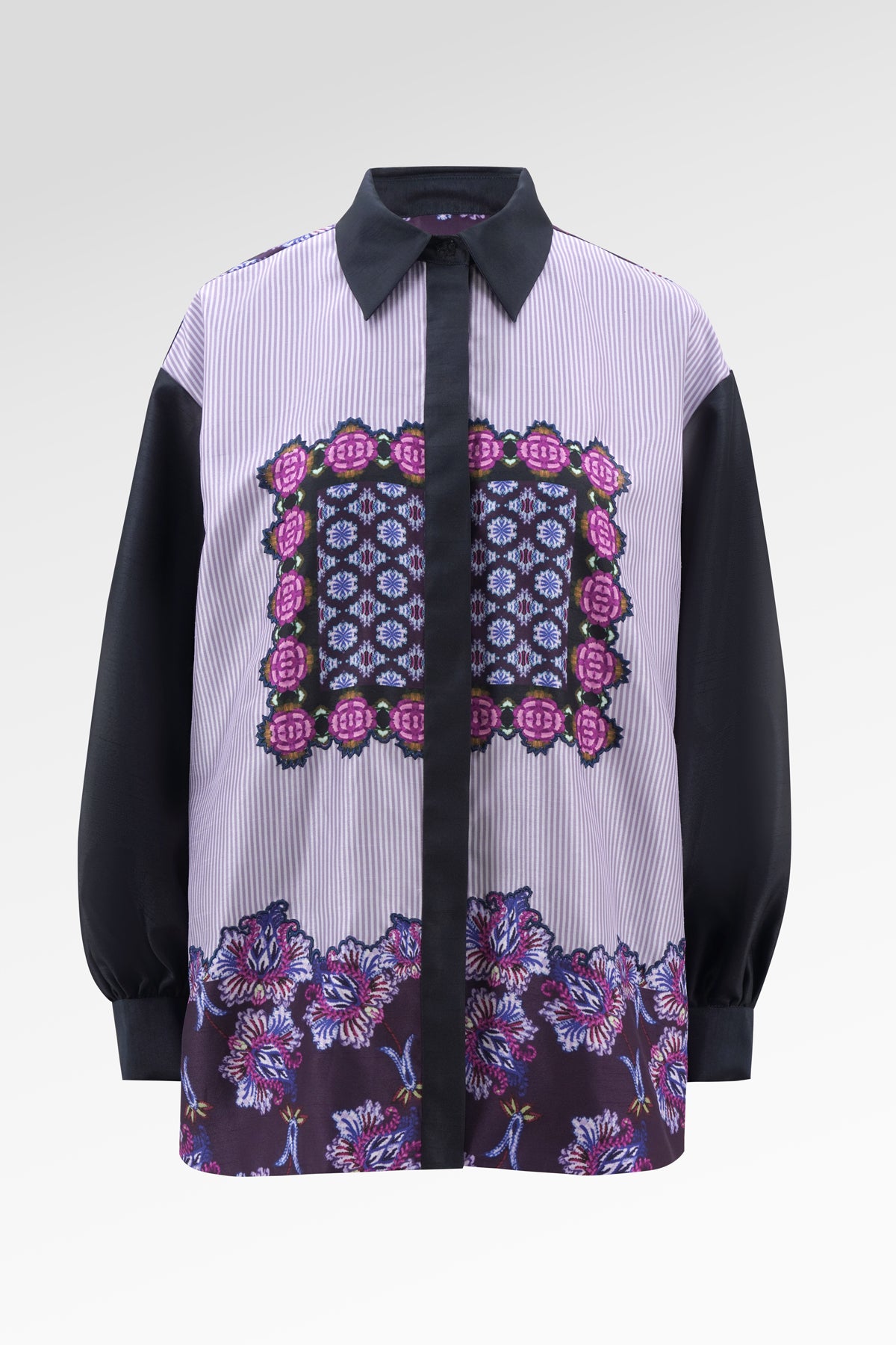 Opulent Bloom Oversize Shirt - Midnight Orchid