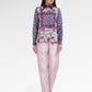 Opulent Bloom Satin Beads Shirt - Floral Ink