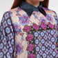 Opulent Bloom Satin Beads Shirt - Floral Ink