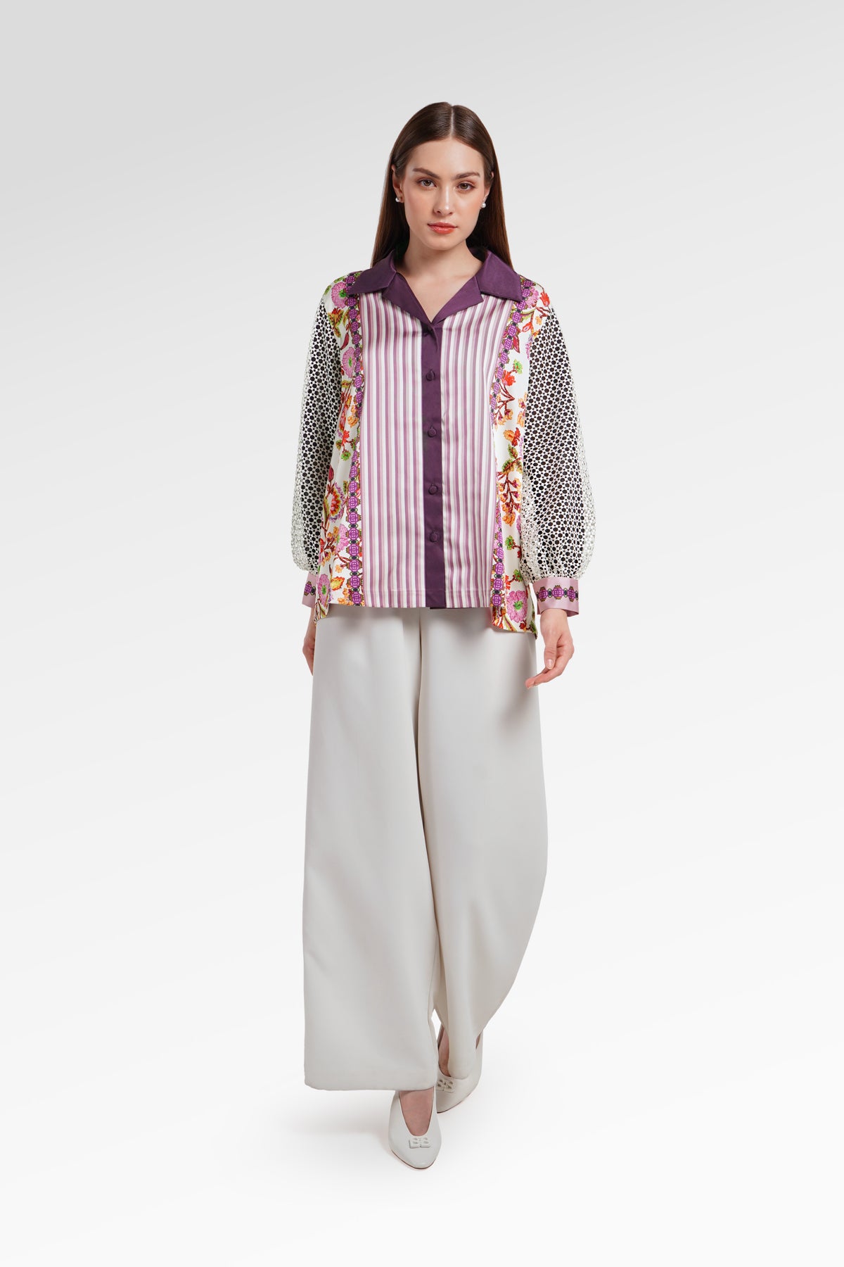 Opulent Bloom Satin Shirt - Berry Bloom