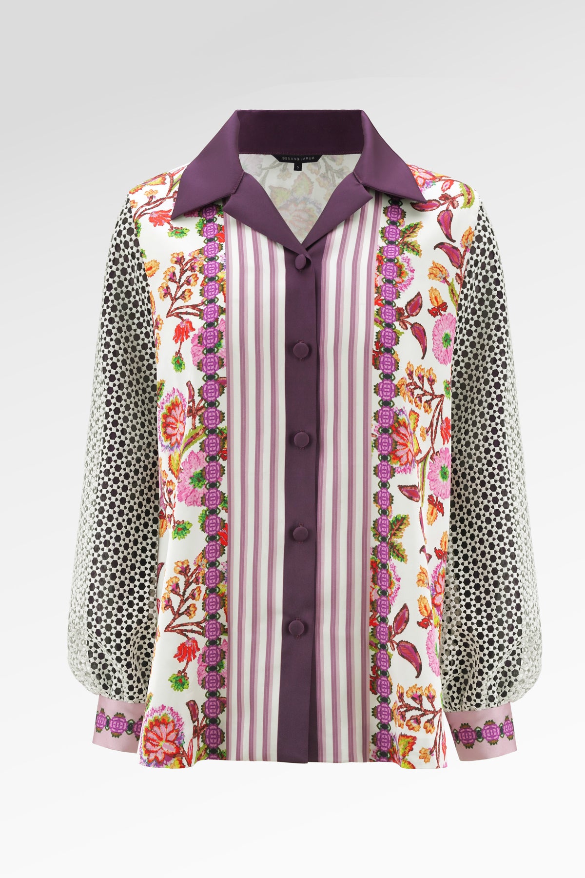 Opulent Bloom Satin Shirt - Berry Bloom